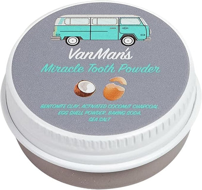Vanman's - Tiny Miracle Eggshell Tooth Powder - Fluoride-Free Whitening with Coconut Charcoal & Eggshell Powder - Remineralizing - 0.25 oz