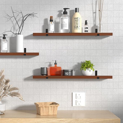 CONSDAN Floating Shelves for Wall Mounted Book Shelf Hanging Shelves Floating Bookshelf for Bedroom, Bathroom, Living Room, Kitchen USA Grown Solid Hardwood, Dark Maple 36x7.5x1.5 in (Set of 2)