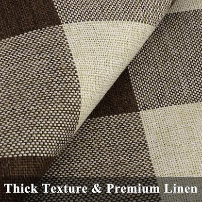 decorUhome Buffalo Plaid Check Throw Pillow Covers 12x20 Set of 2, Outdoor Lumbar Decorative Farmhouse Neutral Pillow Covers with Stitched Edge for Bed Couch Sofa, Brown and Beige