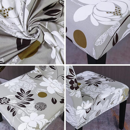 JQinHome Chair Covers for Dining Room Set of 6, High Stretch Removable Washable Parsons Chair Slipcover for Home Party Hotel Wedding Ceremony (Flower,6PCS)