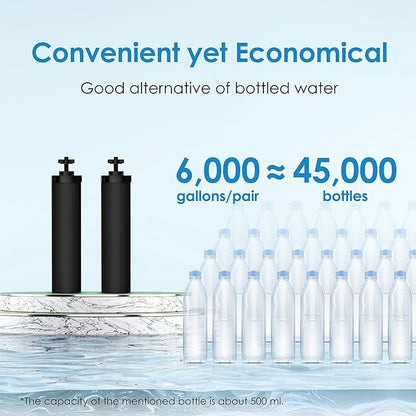 Waterdrop Upgrade NSF/ANSI 372 Certified Water Filter, Silver Ions Added, Replacement for Berkey® BB9-2® Black Filters, Berkey® Gravity Water Filter System and Waterdrop King Tank Series