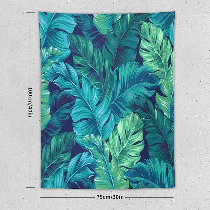 ICMOLYYENLO Tropical Green Plant Tapestry, Green Palm Leaves Natural Landscape Print Wall Tapestry for Bedroom Living Room Dormitory 30x40 Inch