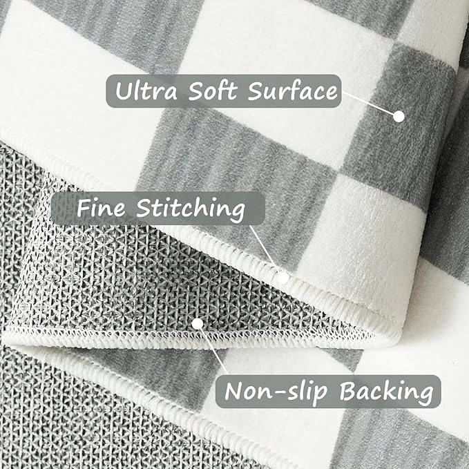 jinchan 5x7 Checkered Area Rugs for Kids Room - Machine Washable Soft Rug Modern Geometric Lattice Non-Slip Carpet for Nursery Playroom Classroom Living Room Bedroom Dining Room Home Office Grey