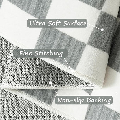 jinchan 3x5 Checkered Area Rugs for Kids Room - Machine Washable Soft Rug Modern Geometric Lattice Non-Slip Carpet for Nursery Playroom Bedroom Entryway Living Room Dining Room Home Office Grey