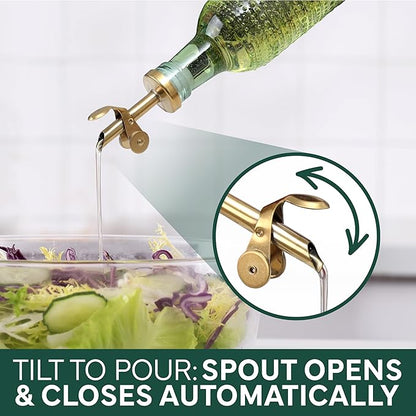 COOK WITH COLOR Glass Olive Oil Bottle Dispenser - 2 Pack- 17oz Oil and Vinegar Cruet - Olive Oil Carafe Decanter for Kitchen
