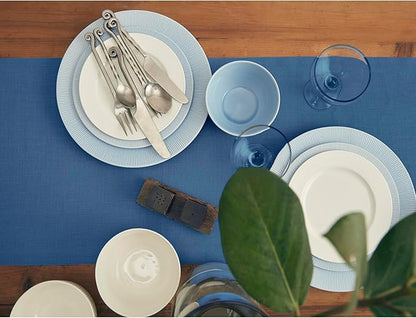 Solino Home Linen Table Runner 108 Inches Long - 100% Pure Linen Indigo Blue Dining Table Runner 14 x 108 Inch for Fall, Autumn, Thanksgiving - Fete