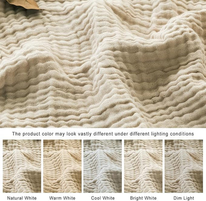 EMME Cotton Throw Blanket for Couch Soft Muslin Blankets 50"x60" Lightweight Breathable Blanket All Season Gauze Blanket, Light Tan