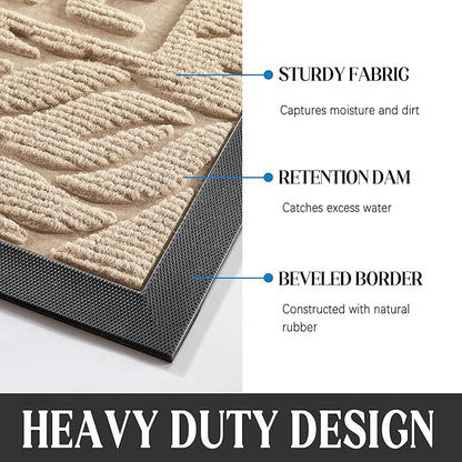 Yimobra Door Mat Indoor Outdoor Entrance, Non Slip Welcome Front Doormats, Heavy Duty Rubber Backing, Stain and Fade Resistant, Low Profile, Easy Clean Patio Garage Floor Mats, 47 x 32, Beige