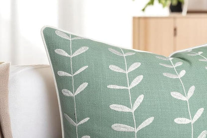 VAGMINE Embroidered Lollipop Cushion Cover - 20x20 Inches Square - 100% Cotton Light Teal Throw Pillow Case - Minimalist Chic Design - Luxury Home Accent for Sofa, Couch, Bed, Office