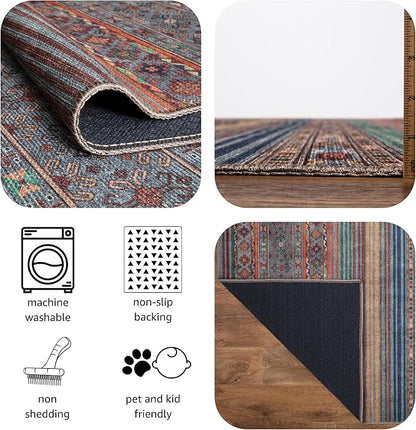Keen Home Design 4x6 Rug - Machine Washable Area Rug with Non-Slip Backing, Ideal for Living Room, Dining Room, Bedroom - Vintage, Easy Clean, Durable, Low Pile Rug - (4' x 6')