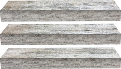 Sorbus Floating Shelves - 3 Pack 16 Inch Rustic Wall Shelves for Bedroom, Kitchen, Living Room, Bathroom Shelves, Home Decor, Office - Floating Shelf for Trophy, Books, Frames, Toilet Paper