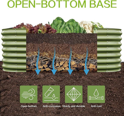 Gardmax Galvanized Raised Garden Bed, Lightweight Planter Boxes Outdoor with Easy Assembly, Large Garden Bed for Vegetables, Fruits, Flower Light Green 8x2x1.8FT