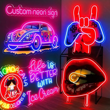 Custom UV Printed Logo Neon Sign - Personalized Business LED Name Light for Salon, Shop, Bar, Office, Nails, Beauty Studio Wall Decor Grand Opening