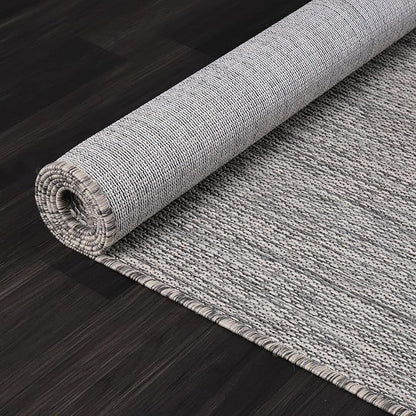 Washable Indoor Outdoor Rug 5x7 Weather Resistant Area Rugs Modern Solid for Porch Deck Balcony Backyard Patio Outside Carpet (5 X 7 Silver Grey)