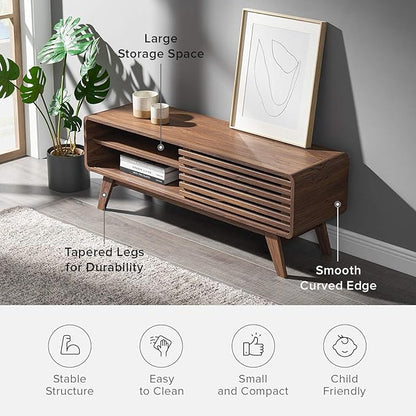 mopio Ensley TV Stand, Mid Century Modern for 55/60/65 inch TV, Farmhouse TV Stand, Entertainment Center with Storage, TV and Media Consol for Living Room (Walnut, 46")