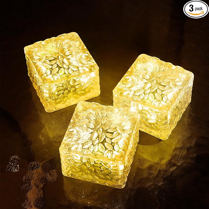 Solar Brick Lights - Outdoor Waterproof Patio & Garden Decor (3 Packs) for Patio, Yard, Walkway, Pathway