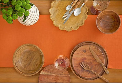 Solino Home Linen Table Runner 72 Inches Long - 100% Pure Linen Persimmon Orange Dining Table Runner 14 x 72 Inch for Fall, Autumn, Halloween, Thanksgiving - Fete
