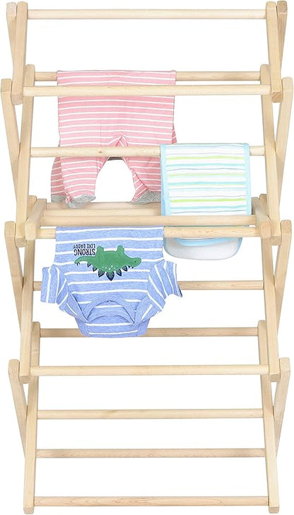 Pennsylvania Woodworks Clothes Drying Rack: Solid Maple Hard Wood Laundry Rack for Baby Clothes, Hand Towels, Delicates & More, Durable Small Folding Drying Rack, Made in USA, No Assembly Needed