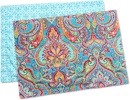 NEWLAKE Quilted Cotton Bed Pillowcases, European Gorgeous Floral Pattern, 2 Pieces, 20x27 Inch