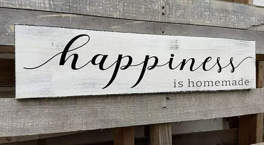 Happiness is Homemade Sign, Farmhouse Kitchen Sign,Rustic Wooden Kitchen Wall Decor for Dining Room (Happiness) 6x18 Inch