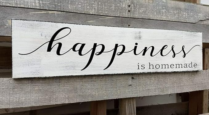 Happiness is Homemade Sign, Farmhouse Kitchen Sign,Rustic Wooden Kitchen Wall Decor for Dining Room (Happiness) 4x16 Inch