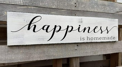 Happiness is Homemade Sign, Farmhouse Kitchen Sign,Rustic Wooden Kitchen Wall Decor for Dining Room (Happiness) 4x16 Inch