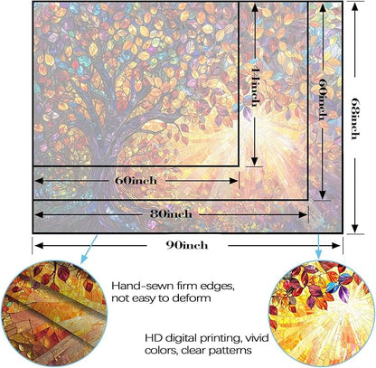 Lunerfex Tree of Life Tapestry Stained Glass Tapestry Wall Decor Tapestries for Bedroom Art Tapestries Wall Hanging for Bedroom Living Room Glass-Tree-03 70"x90"