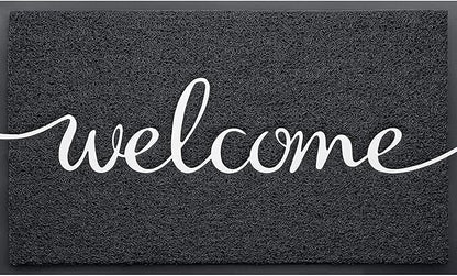 Door mat, Outdoor Indoor Welcome mat, Durable Non-Slip Easy to Clean Front Doormat, Entrance Rectangular Doormat, for high Traffic Areas (30" x 17.5", Black)