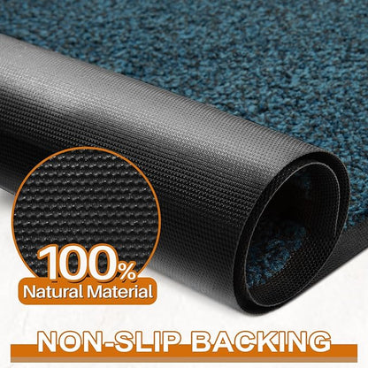 Mibao Front Door Mat, Dirt Trapper Welcome Mat for Outdoor Indoor, Non-Slip Waterproof Doormat, Durable Machine Washable Low Profile Entry Rug for Back Door Outside Patio Porch, 72" x 48", Blue