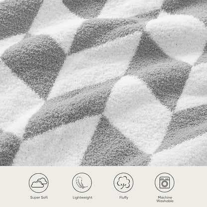 Snuggle Sac Chevron Throw Blanket for Couch, Reversible Super Soft Warm Blankets Cozy Knit Fuzzy Plush Lightweight Throws for Sofa, Bed, Camping,Grey,50x60 inches