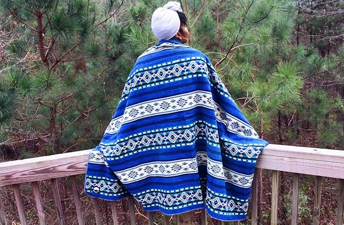 Off the Grid Inca Aztec Throw, Queen, King Blanket | Southwest Indian Navajo Boho Style | Native Cover for Camping, Bedding, Couch, Vanlife | Faux Alpaca, Lightweight, Hypoallergenic (Teal, Throw)