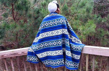 Off the Grid Inca Aztec Throw, Queen, King Blanket | Southwest Indian Navajo Boho Style | Native Cover for Camping, Bedding, Couch, Vanlife | Faux Alpaca, Lightweight, Hypoallergenic (Teal, Throw)