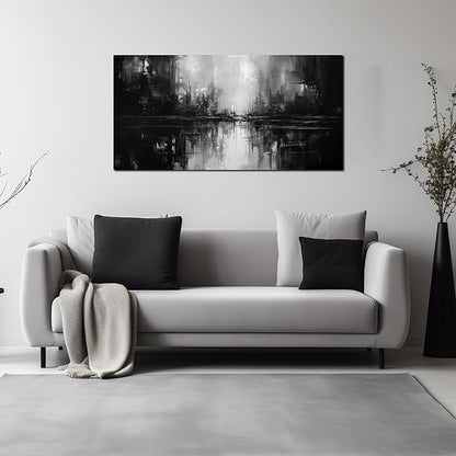 Abstract Wall Pictures for Living Room,Black Art Paintings for Wall Office Wall Art Bedroom Wall Decor 20 x 40 Inch