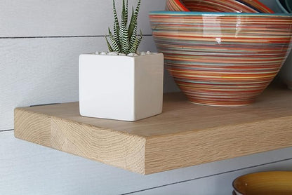 Urban Legacy Unfinished White Oak Deep Floating Shelves | Easy to Install Accent Modern Floating Shelves with Floating Shelf Brackets| Set of 2 (48" x 11" x 2")