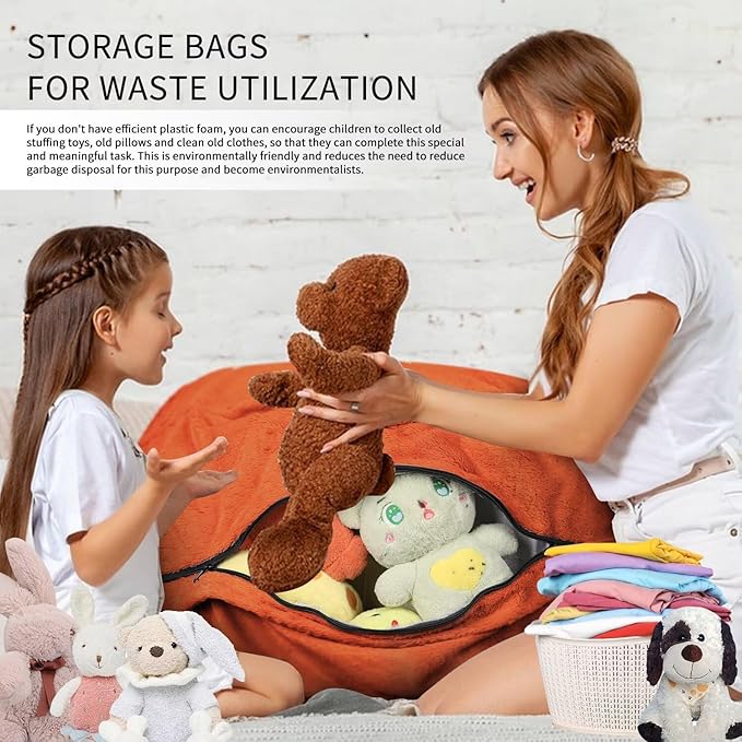 Bean Bag Chair for Adults 7FT,Soft Removable Cover for Teens/Girls Bedroom,Fluffy Giant Round Floor Beanbag Lounger Chairs (No Filler,Orange)