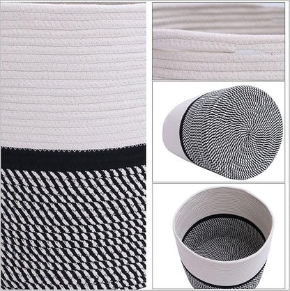 Cotton Rope Plant Basket Modern Woven Basket for 10" Flower Pot Floor Indoor Planters,Storage Organizer Toys Rustic Home Decor,Beige 11"x 11"