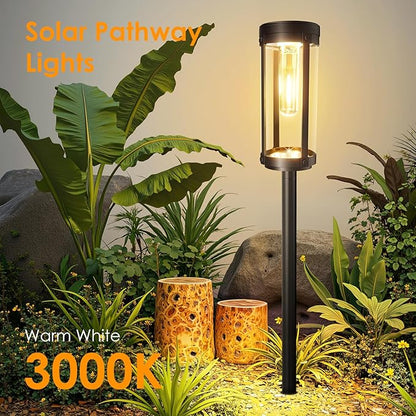 Solar Pathway Lights Outdoor: 8 Pack Upgraded Solar Lights Outdoor Waterproof - Up to 15 Hrs Bright Modern Path Light for Garden Yard Patio Driveway Walkway Sidewalk Landscape Lighting Outside Decor