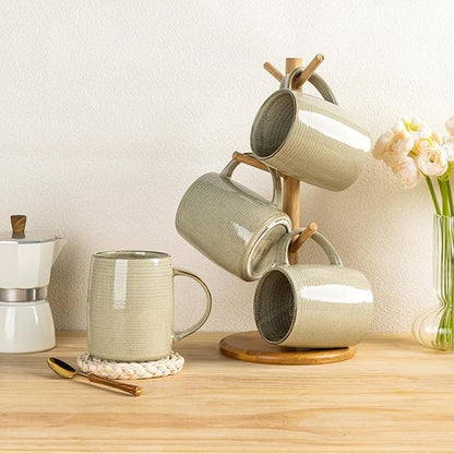 GBHOME Large Coffee Mugs Set of 4, 18oz Handmade Ceramic Coffee Mugs Set with Gradient color for Latte/Tea/Beer/Hot Cocoa, Dishwasher & Microwave Safe, Cappuccino