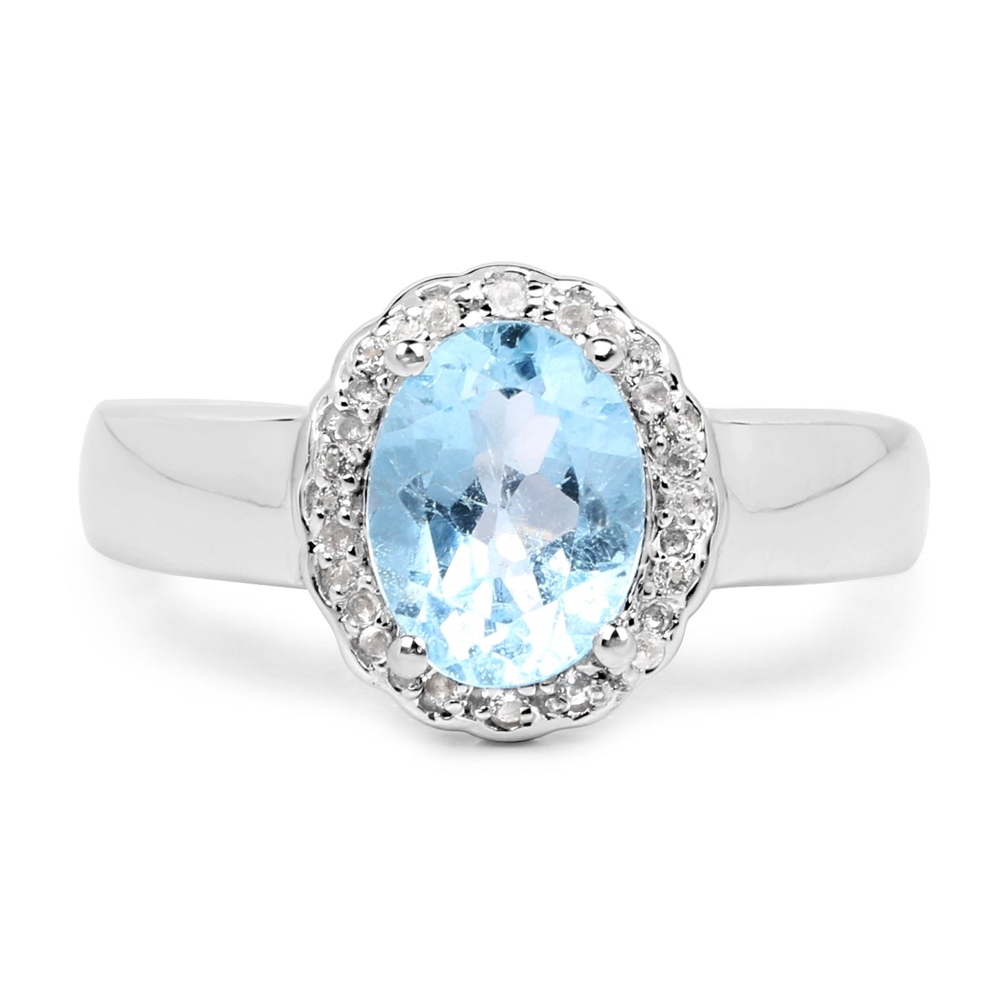 2.58 Carat Genuine  Blue Topaz and White Topaz .925 Sterling Silver Ring