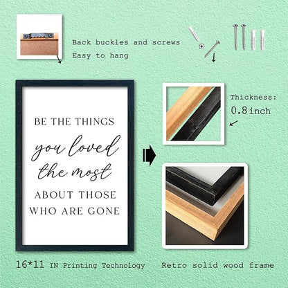 LuZhiQiang Be The Things You Loved The Most Sign Wall Decor 16"×11" About Those Who Are Gone Wood Framed Hanging Art (Black)
