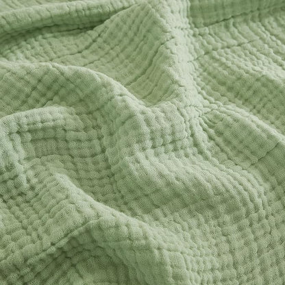 EMME Cotton Twin Blanket for Couch Soft Airy Muslin Bed Blankets Lightweight Breathable Blanket All Season Gauze Blanket, Sage Green