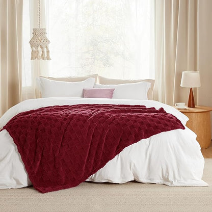 Bedsure GentleSoft Fall Throw Blanket for Couch - Checkered Fleece Red Blankets Gifts for Women Men Girls, Cute Soft Cozy Throw for Bedroom Home Decor Gifts, 50x60 Inches