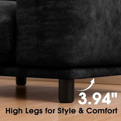 smilesun Modern Minimalist Chenille Modular Sectional Sofa, Oversized Couch and Loveseat Set with Thick Cushions, Upholstered Sofa for Living Room, Bedroom, Office, Apartment(Black,136" 4-Seater)