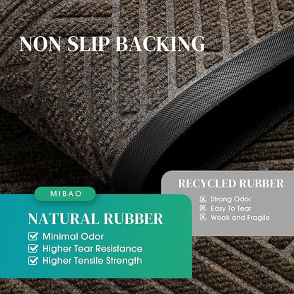 Mibao Front Door Mat Outside Entrance, Durable Outdoor Indoor Mat, Low Profile Heavy Duty Doormat, Non-Slip, Traps Dirt and Moisture, Easy Clean Patio Porch Entryway Mat, 47" x 32", Brown