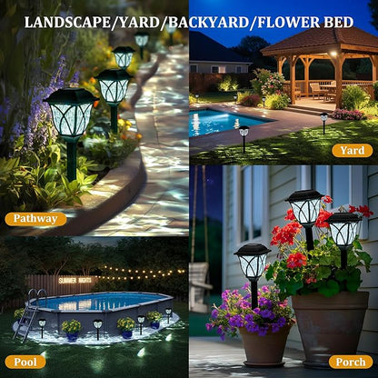 GIGALUMI Solar Lights Outdoor Waterproof, 6 Pack LED Solar Garden Lights, Solar Lights for Outside, Garden Decor for Yard, Patio, Landscape, Planter, Walkway (Cold White)