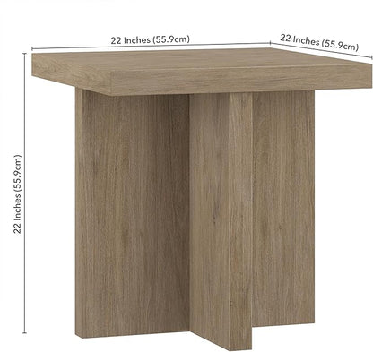 Henn&Hart 22" Wide Square Side Table in Weathered Gray, for Home, Living Room, Bedroom, Entertainment Room, Office