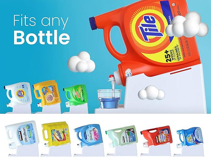TidyFriend 2 Pack Liquid Laundry Detergent Holder Stand with Drip Tray & Rubber-Grip Feet, Stand for Laundry Room Organization and Storage, Fabric Softener Dispenser with Cup Holder (White)