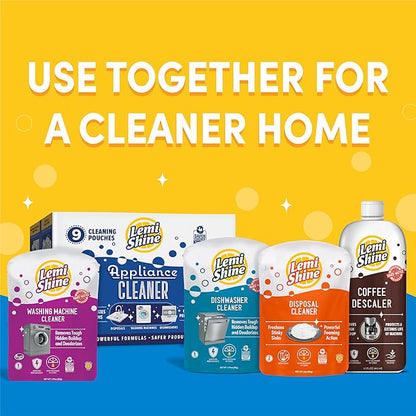Lemi Shine Natural Dishwasher Cleaner - Dishwasher Cleaner and Deodorizer Powered by Citric Acid and a Natural Fresh Lemon Scent (1 Count)