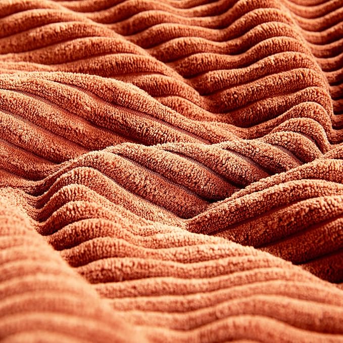 Fancy Homi Set of 2 Burnt Orange Long Lumbar Decorative Throw Pillow Covers 12x24 Inch for Living Room Couch Bed, Boho Farmhouse Fall Home Decor, Soft Corduroy Corss Textured Cushion Case 30x60 cm