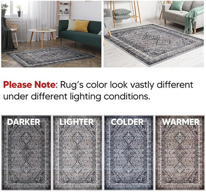 Keen Home Design 2x10 Rug - Machine Washable Runner Rug with Non-Slip Backing, Ideal for Hallway, Entryway, Kitchen, Laundry Room - Vintage, Easy Clean, Durable, Low Pile - (2'6" x 10')